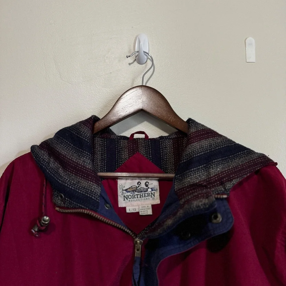 Vintage Northern Reflections 90s Blanket Lined Jacket Sz L Burgundy Lightweight
